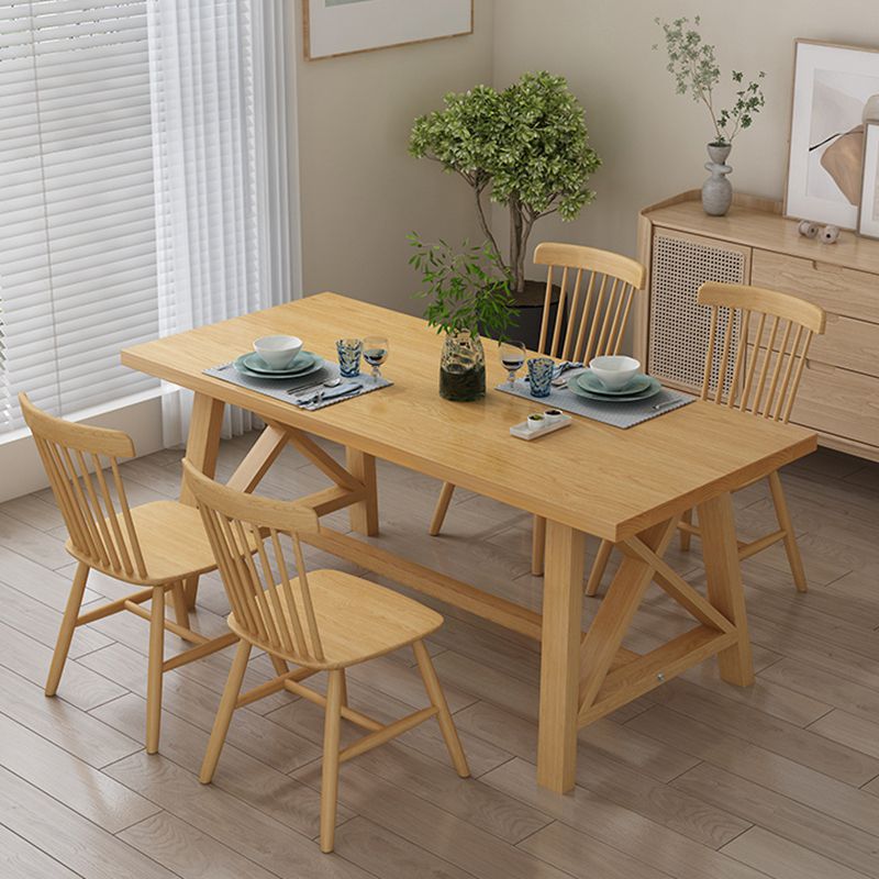Modern 1/3/4/5 Pieces Dining Set Rectangle Pine Wood Dining Table for Dining Room