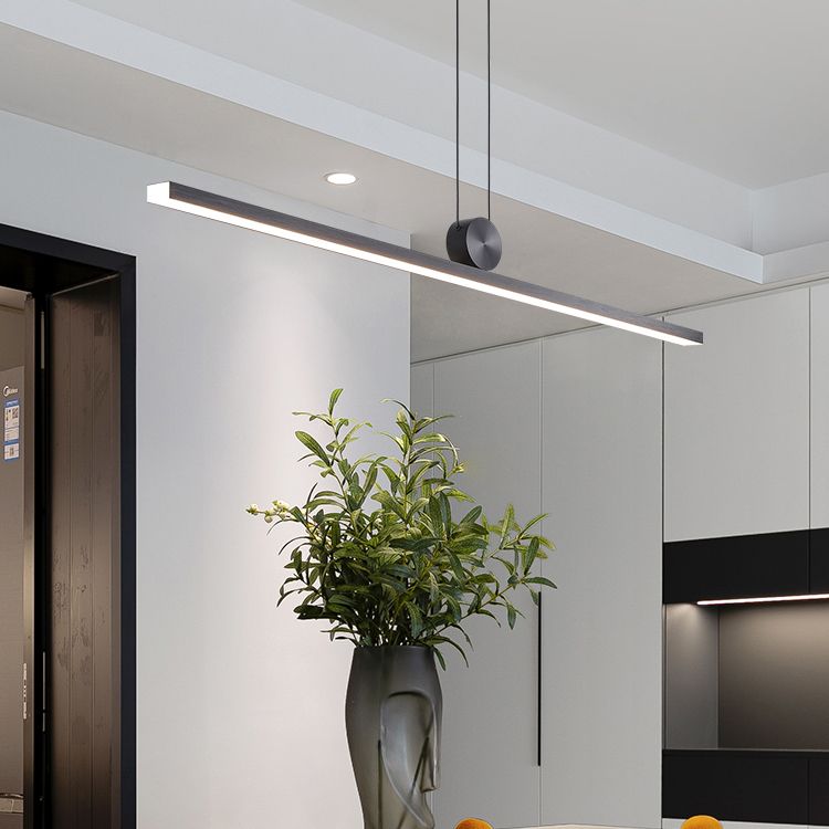 Black Island Hanging Light LED Island Light with Acrylic Shade for Dining Room