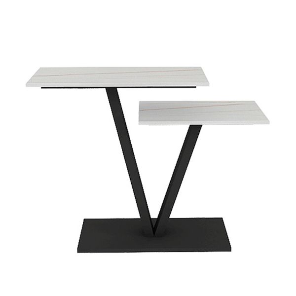 Contemporary Stone Console Sofa Table Rectangle End Table with Shelf for Hall