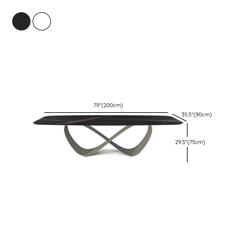 Industrial Sintered Stone Table Rectangle Table with Metal Legs for Kitchen