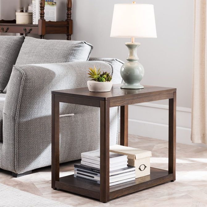 Ashwood Double Tier End Table Contemporary Rectangular Side Table for Living Room