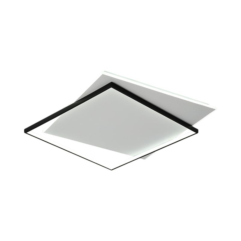 Overlapping Metallic Flush Mount Light Modernist LED Black Ceiling Mounted Fixture, 18"/21.5" Wide