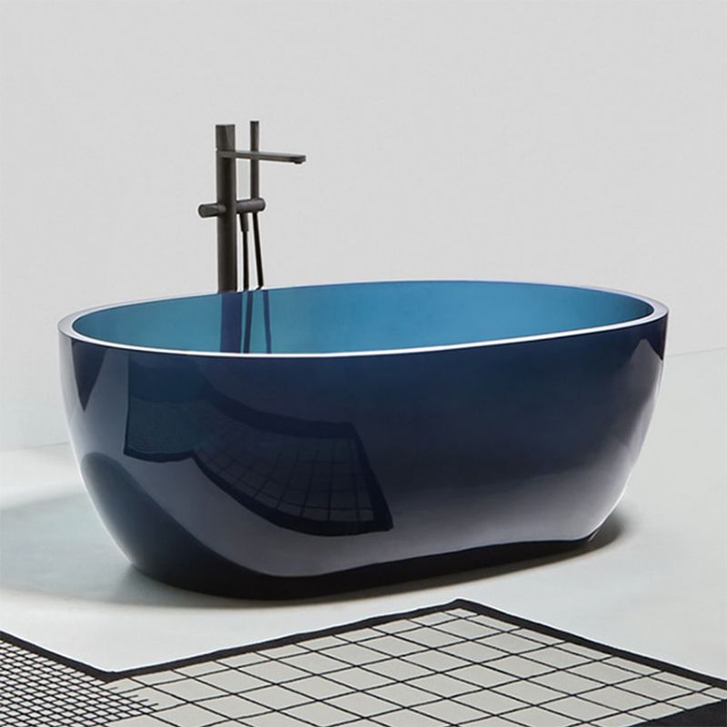 Acrylic Oval Freestanding Bath Modern 22.04-inch Tall Soaking Bathtub