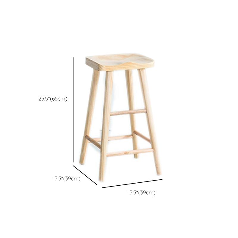 Contemporary Solid Wood Bar Stool Backless Bar Stool with Contoured Seat