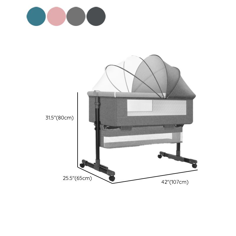 Modern Gliding Crib Cradle Metal Bedside Bassinet With Storage Basket