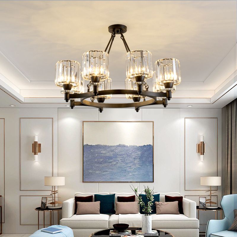 Crystal Multi Lights hangende plafondlampen moderne stijl cilinder kroonluchter verlichtingsarmaturen