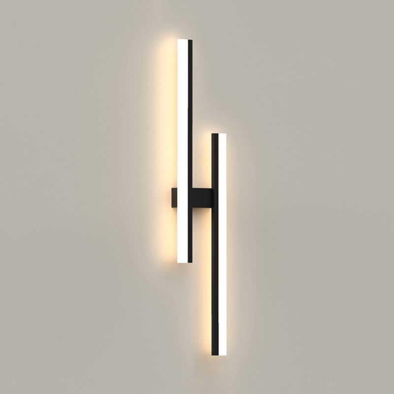 Forma lineal Luz de pared de metal Estilo moderno 2 luces Luz de montaje de pared Luz de luz en negro