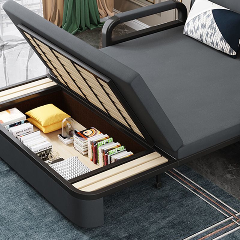 Faux leather Futon Sleeper Sofa with Storage Scandinavian Sofa Bed
