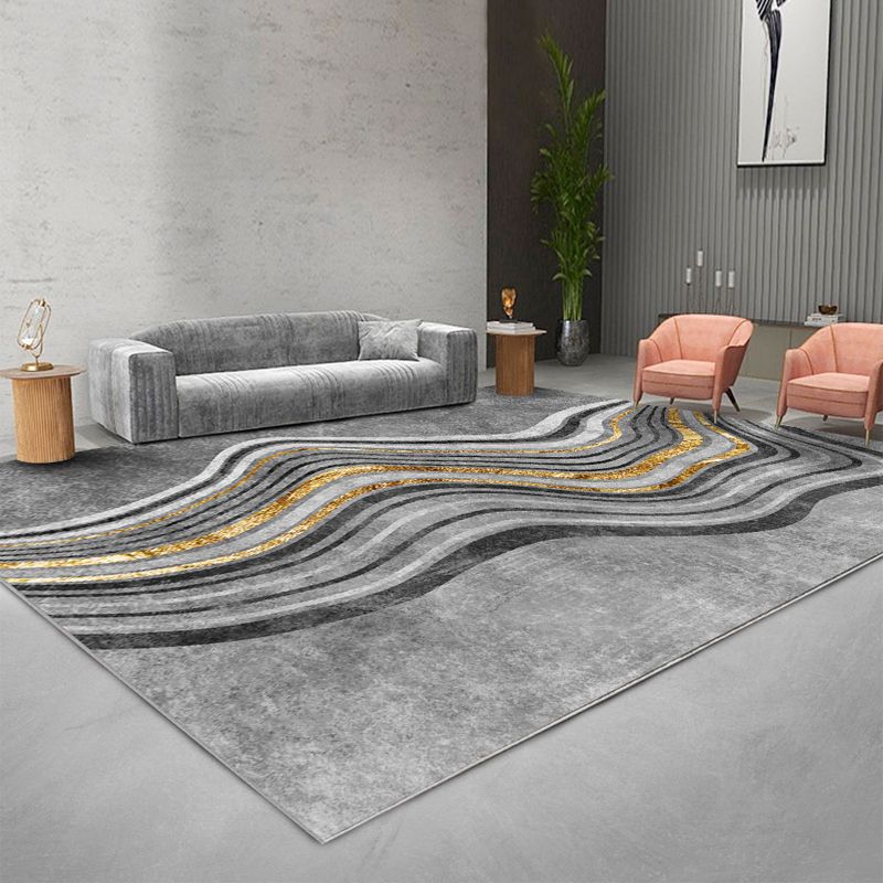 Dark Colored Graphic Design Area Rug Glam Polyester Rug Washable Indoor Carpet for Living Room