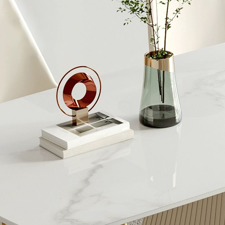 Nordic 1/4/5/6/7 Pièces meubles Table à manger en pierre fritté avec chaises en cuir