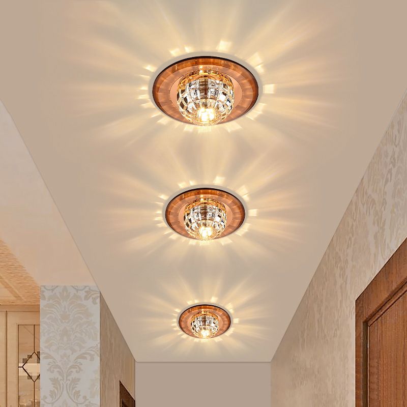 Crystal Round Flush Mount Lighting Minimalist LED Flush Mount Fixture for Corridor