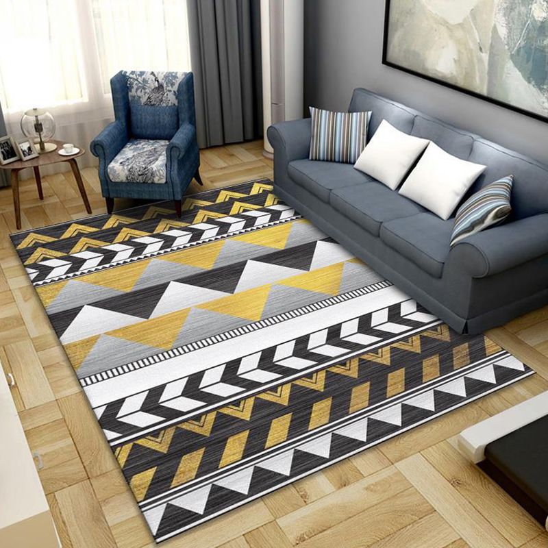 Modern Geometric Carpet Leisure Washable Area Rug Polyster Living Room Carpet with Non-Slip Backing