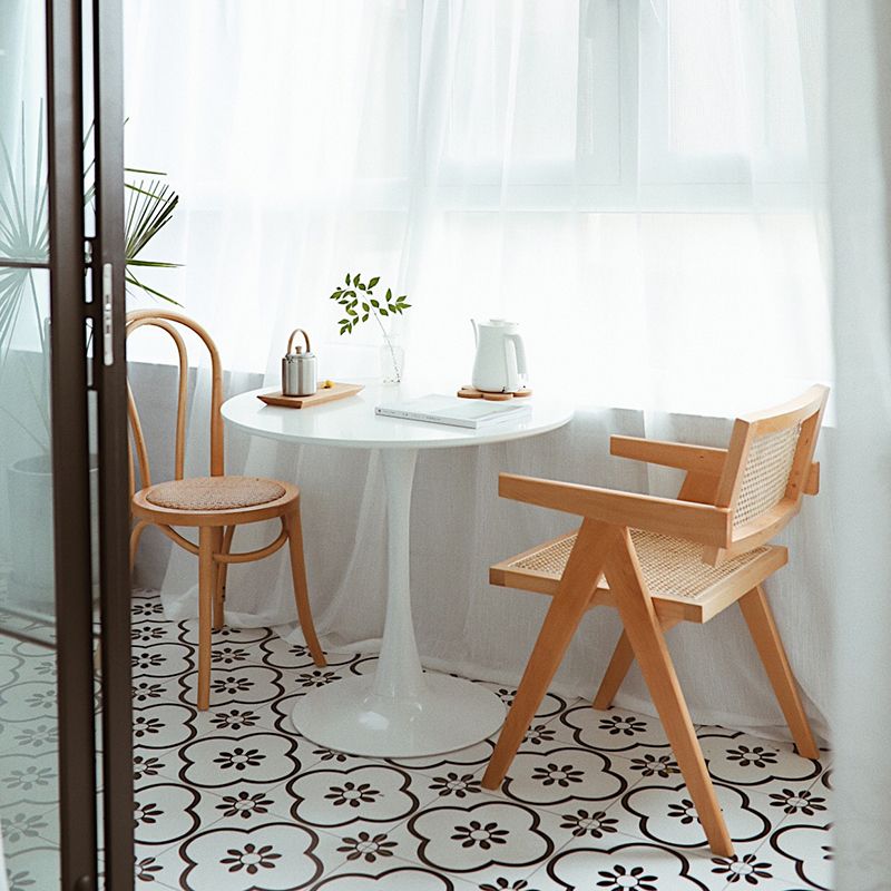 Modern Style Solid Rubberwood Chair Set Open Back Arm Dining Room Chairs