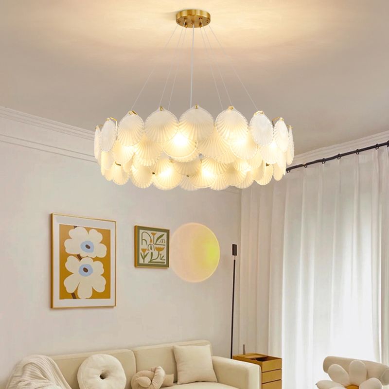 Contemporary Metal Geometric Shape Pendant Light with Glass Shade for Living Room