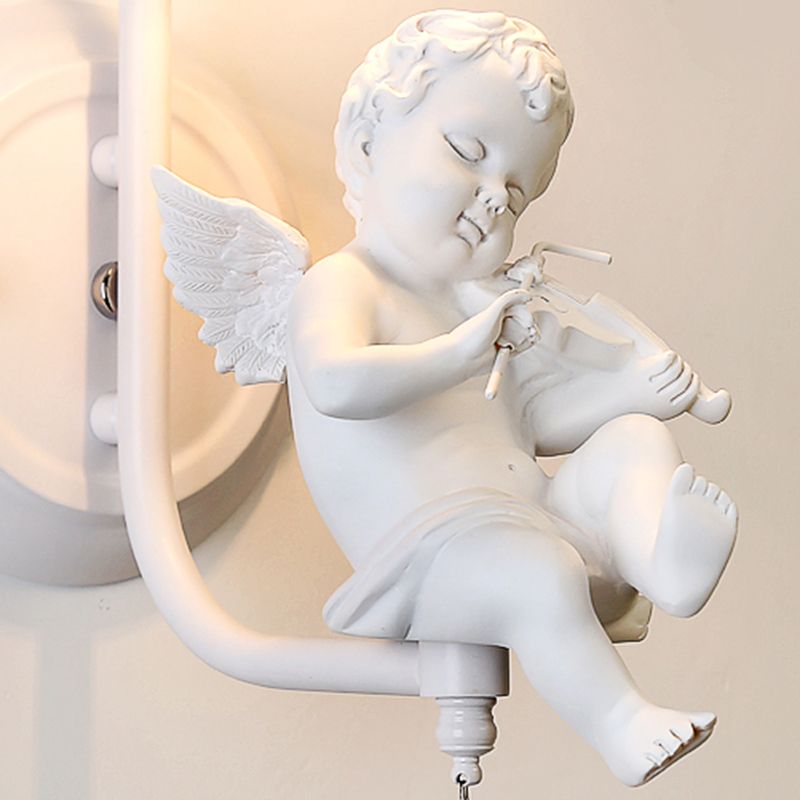 Modern Kids Wood Wall Sconce Geometric Shape Metal Wall Light with Glass Shade for Bedroom