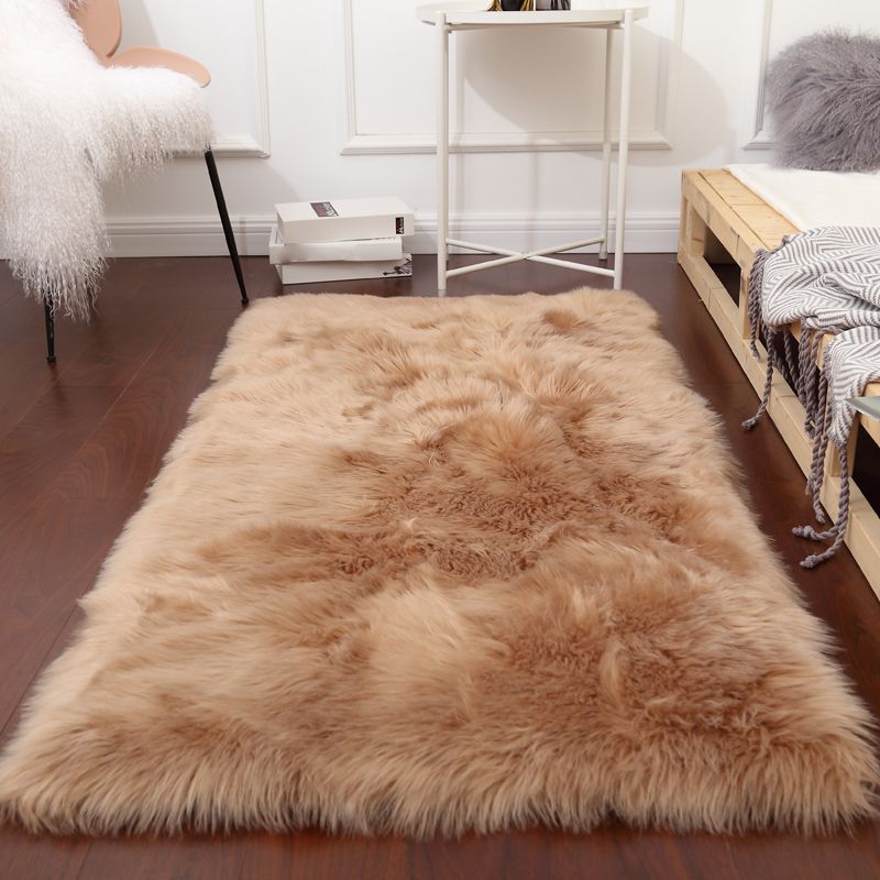 White Solid Color Rug Plush Orlon Area Carpet Easy Care Rug for Living Room
