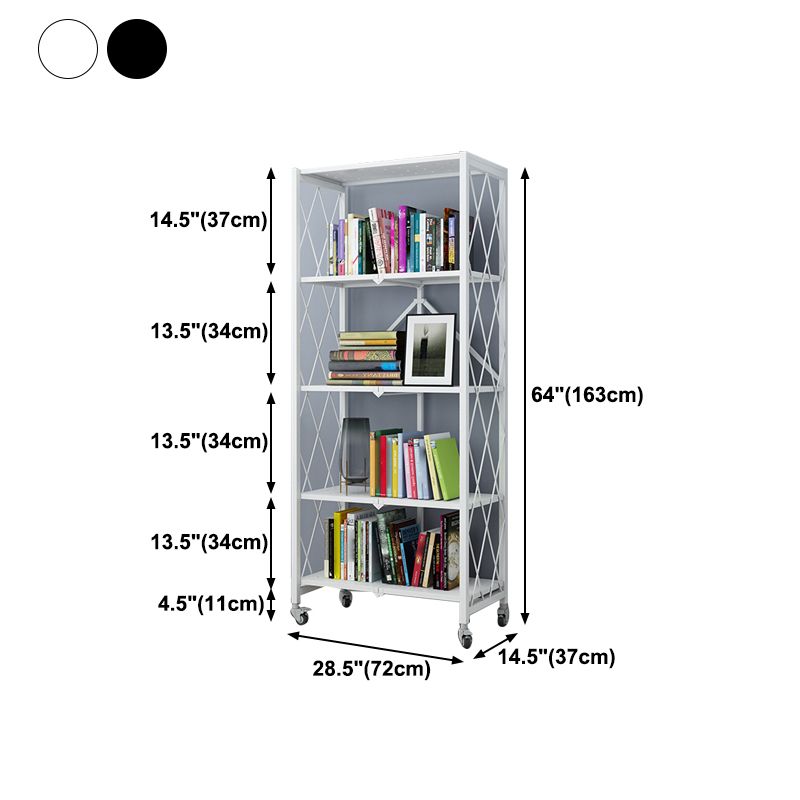 Industrial Folding Steel Etagere Bookshelf Open Bookshelf with Caster Wheels