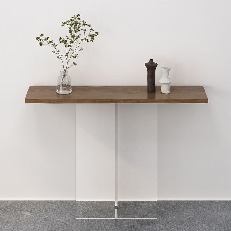 Solid Wood Rectangle Accent Table 31.5-inch Tall End Table with Acrylic Leg