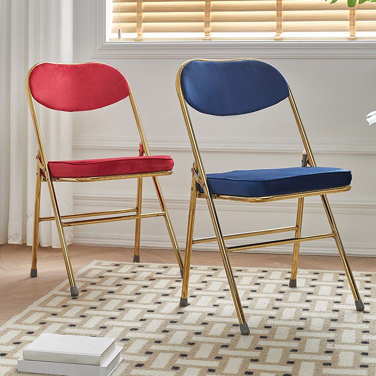 Sillas de comedor estilo Glam, sillas laterales sin brazos de cocina con patas de metal