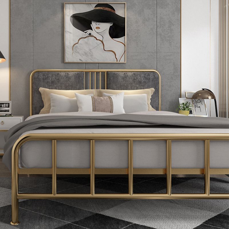 Upholstered Metal Open-Frame Bed 43.3-In High Golden Bed Frame