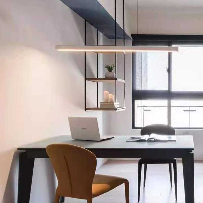 Einfacher Stil Rechteckinsel Island Kronleuchter 1-Kopf-LED-Anhängerbeleuchtung mit Acrylschatten