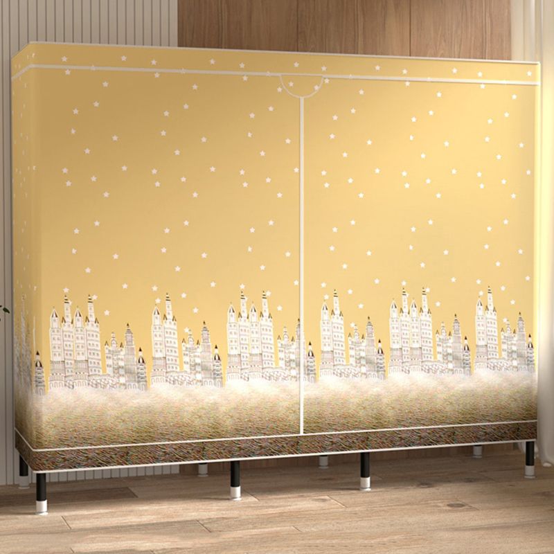 Contemporary Wardrobe Cabinet with Shelves Steel Wardrobe Armoire for Home