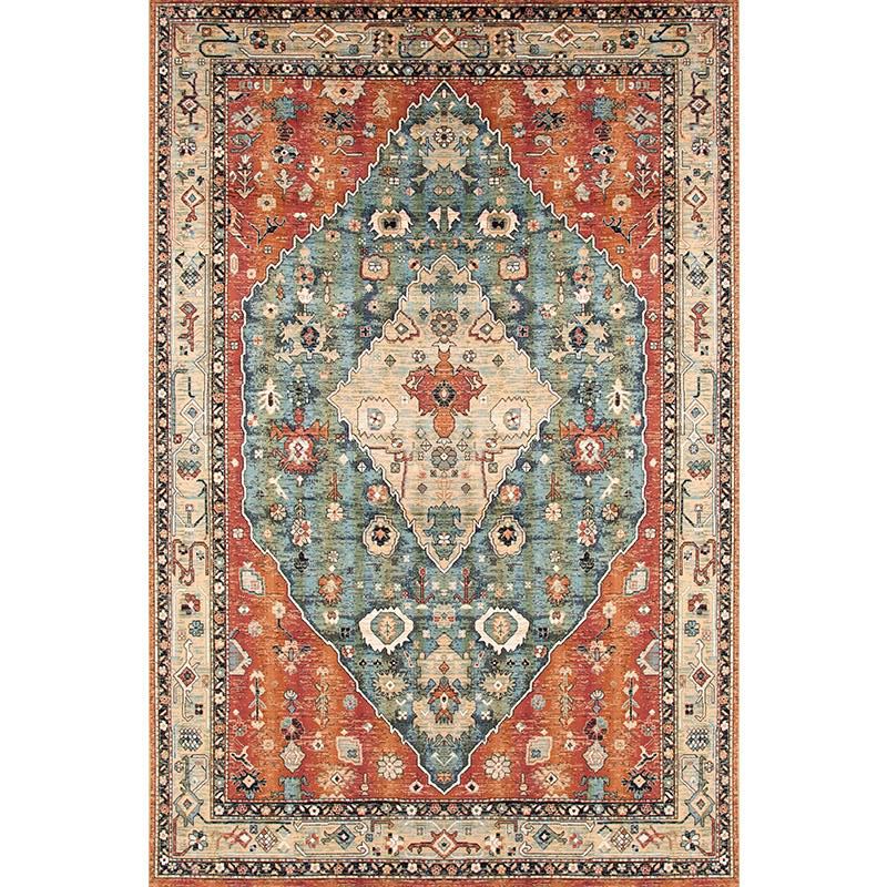 Multicolor Shabby Chic Rug Polyester Carpet Tribal Classicism Indoor Rug Easy Care for Living Room