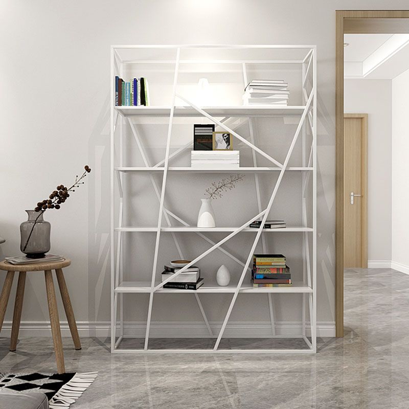 Metal Vertical Standard Bookcase Contemporary Style Open Back Shelf
