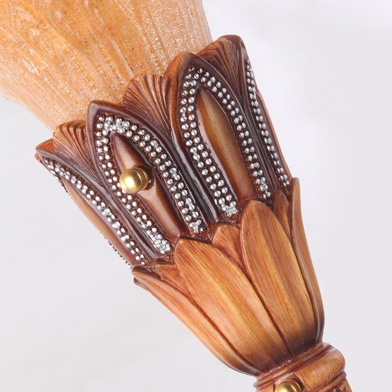 Spazio di fiore di vetro strutturato luce coloniale a testa singola soggiorno a filo a parete a parete in marrone