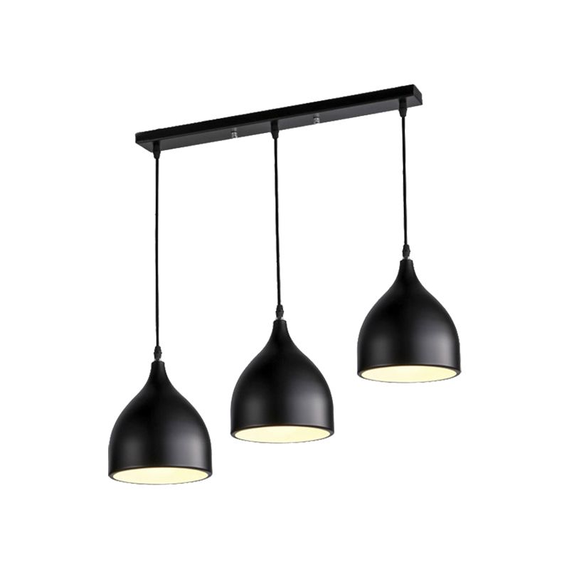 Metallic Black/White Ceiling Pendant Lighting Dome Shade 3 Lights Modernist Style Hanging Light