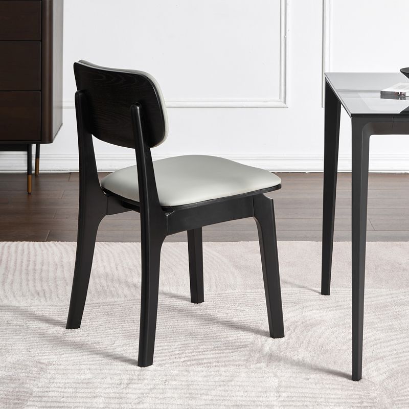 Silla de comedor de madera contemporánea, sillas de comedor de cuero para uso doméstico (juego de 2)