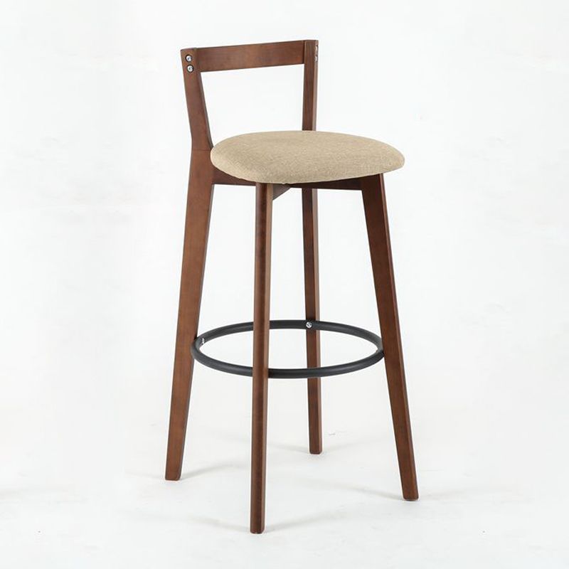 Contemporary Brown Wood Stool Faux Leather Furniture Low Back with 4 Legs