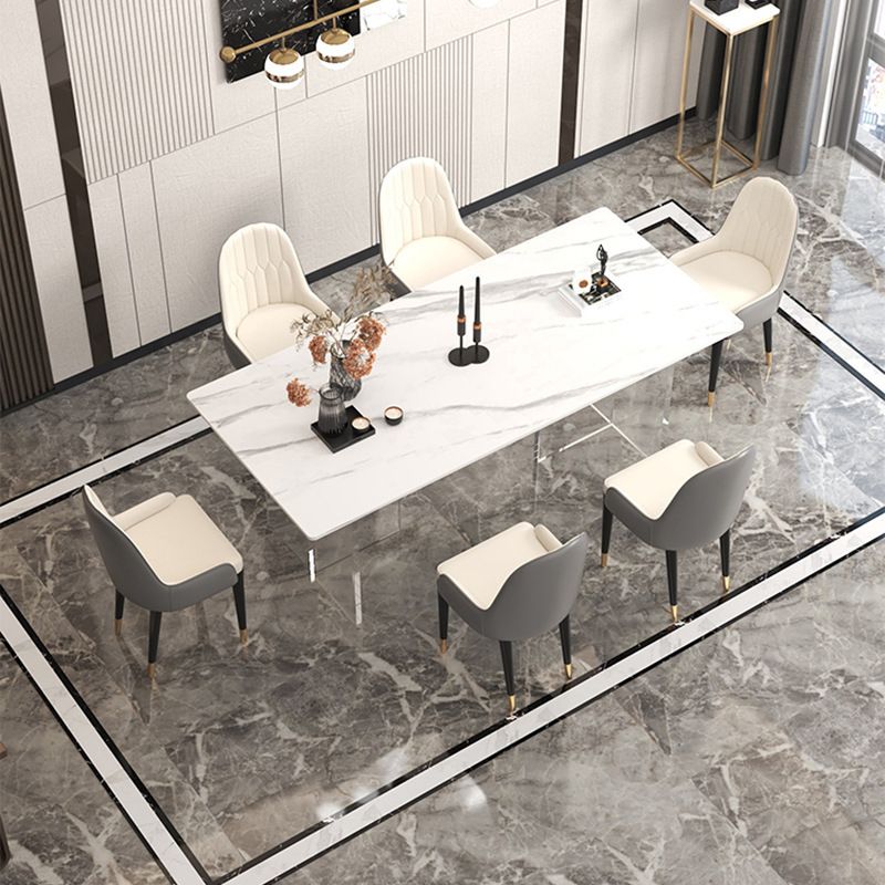 Stone Top Dining Table Traditional Luxury Table with Double Pedestal Base