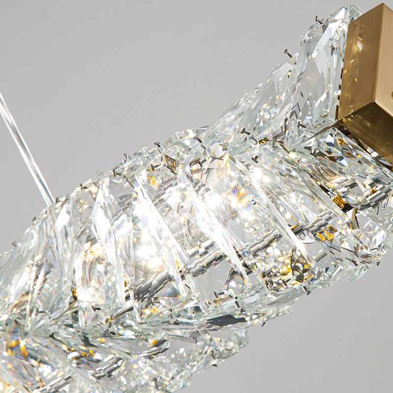 Single Modernism Golden Ceiling Light LED Crystal Kitchen Island Lighting