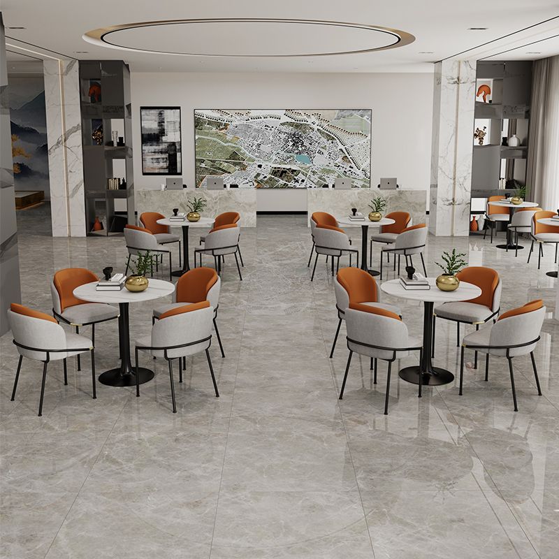 White Stone Round Dining Table Set 1/3/4/5 Pcs Modern Dinette Set