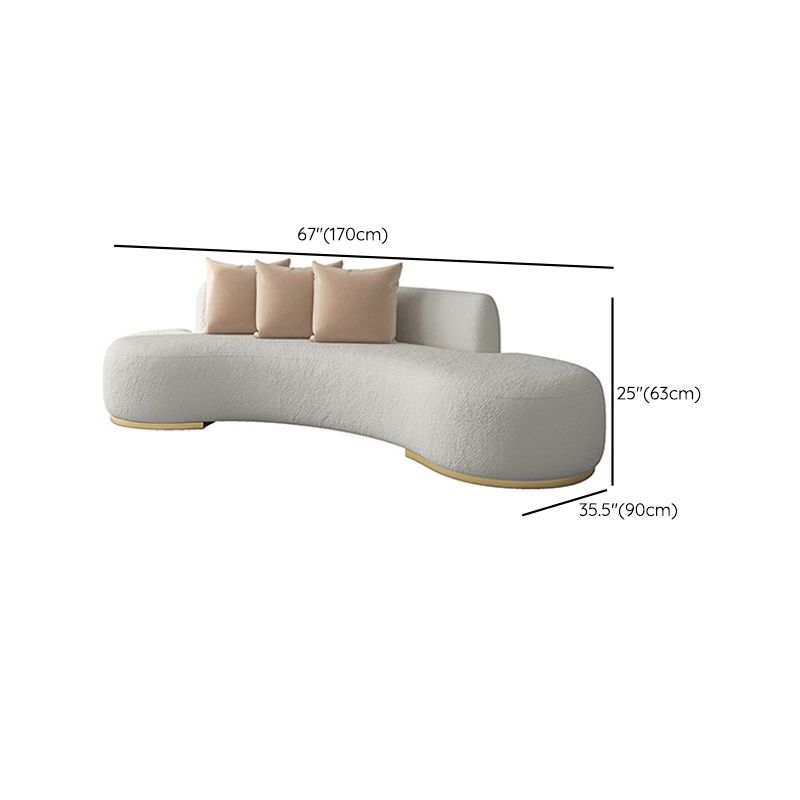 Curved 1/2/3/4-seater Sofa Modern Fabric Armless Sofa in White