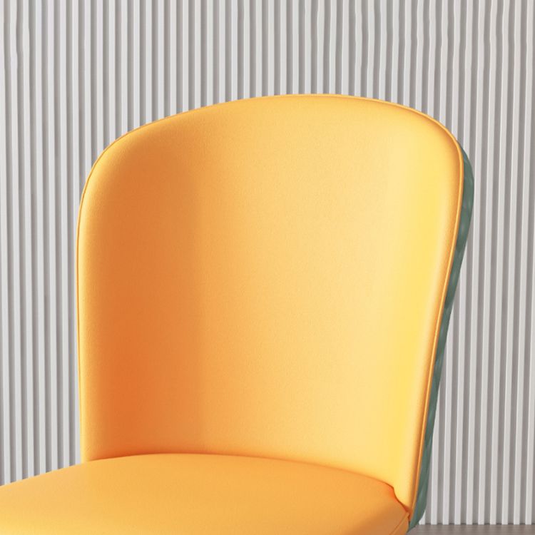 Leather Dining Side Chair Scandinavian Style Armless Solid Back Chairs