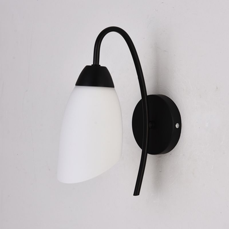 Industrial Black Wall Light Fixture with Glass Shade for Sitting Room