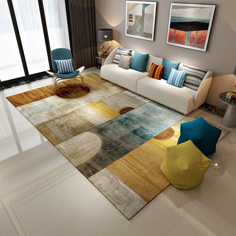 Contemporary Rug Abstract Pattern Basic Area Rug Polyester Anti-Slip Rug for Living Room