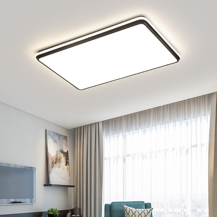Minimalism Ceiling Light Fixture Black Flush Mount with Metal for Living Room