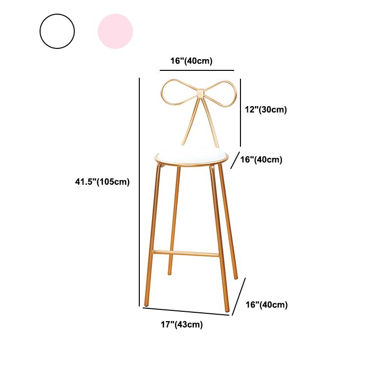 Round Leather and Metal Counter Stool Scandinavian Low Back Counter Bar Stool