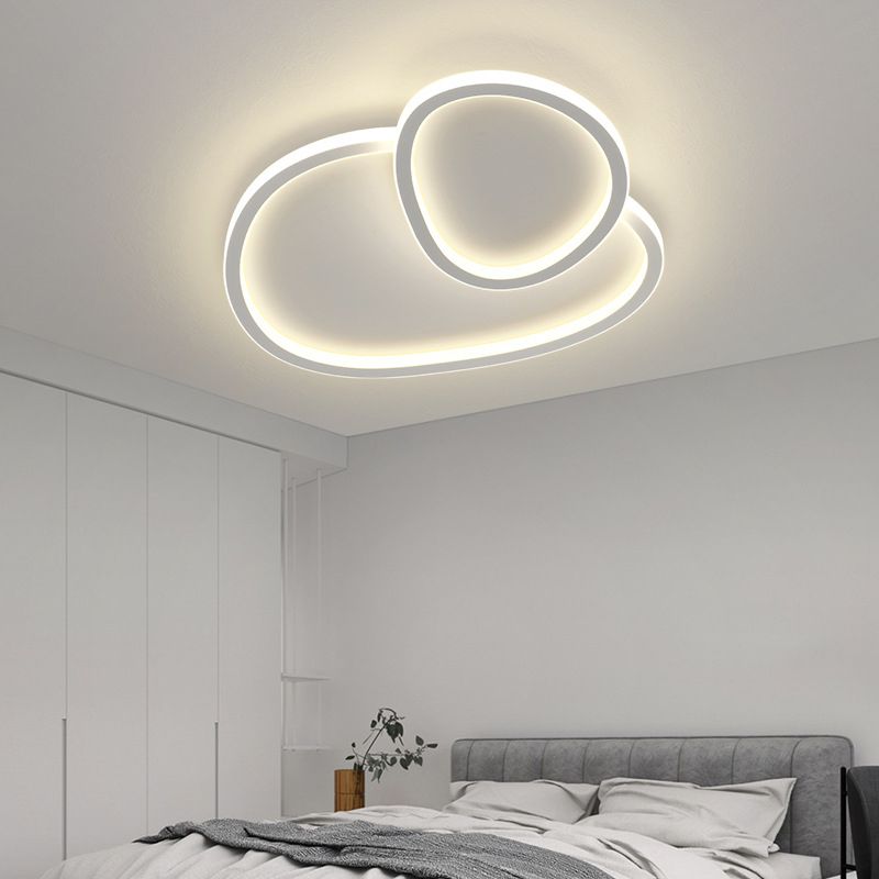 Nordic Flush Mount Metal LED Ceiling Light Fixture in White for Living Room
