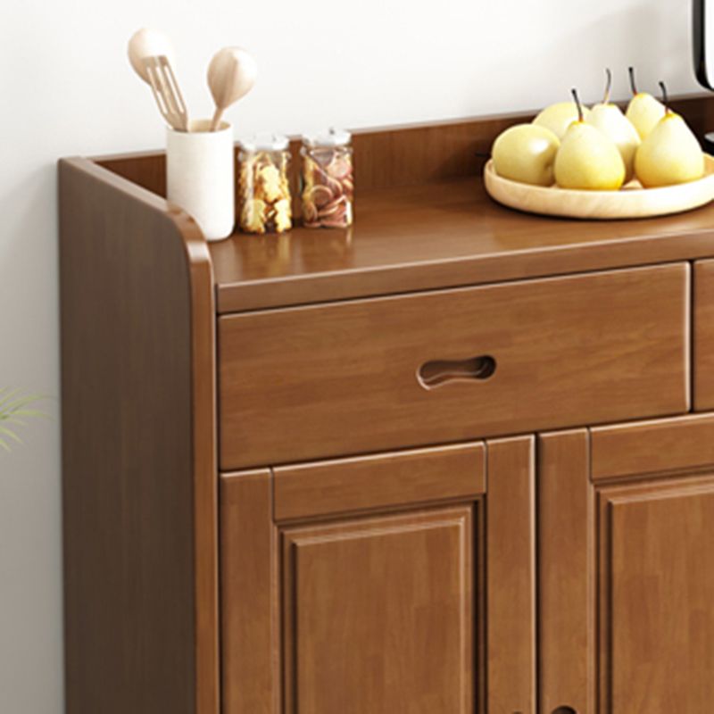Modern Rectangle Accent Cabinet Wood Grooves Side Cabinet with Drawer
