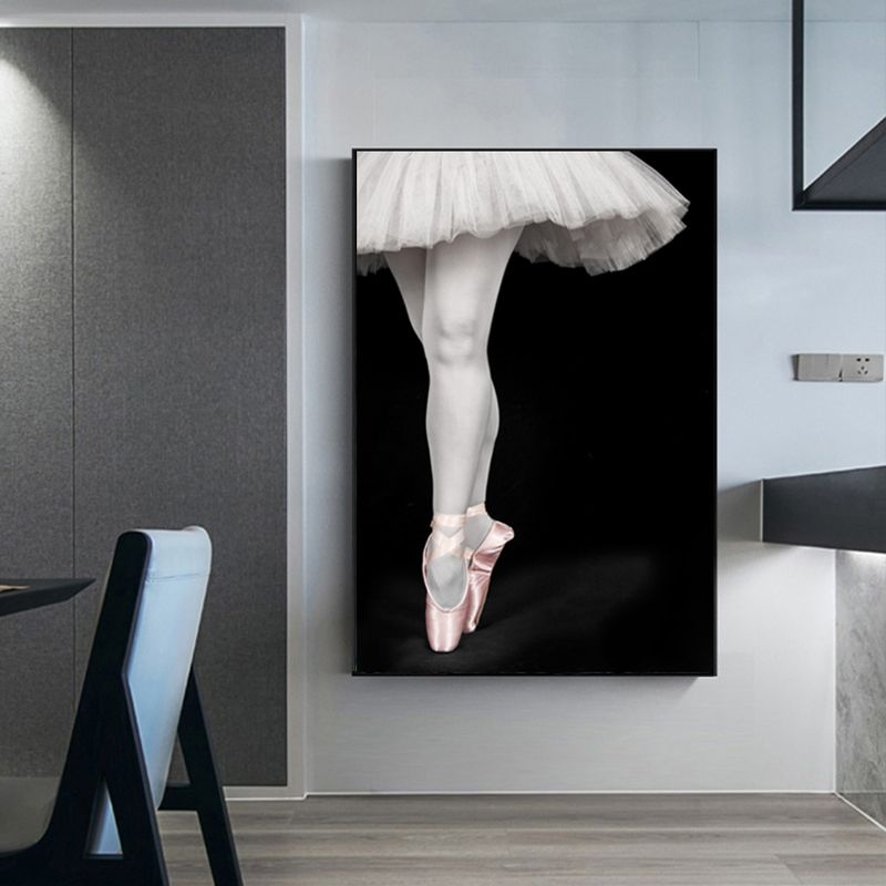 Photo Ballet Maiden Wrapped Canvas Glam Stylish Textured Wall Art Print in White