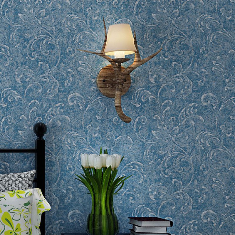 Stain-Resistant Flower Wall Decor Non-Woven Fabric Rural Wallpaper for Bedroom, Non-Pasted