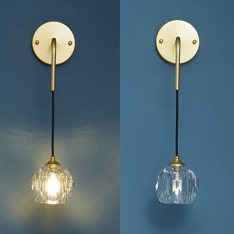 1-Light Contemporary Crystal Wall Sconce Armed Wall Light Lamp for Bedroom