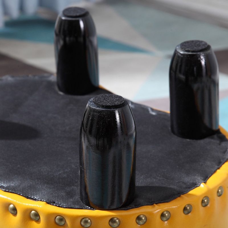 Modern Irregular Leather Ottoman Water Resistant Footstool Ottoman with Nailhead Trim
