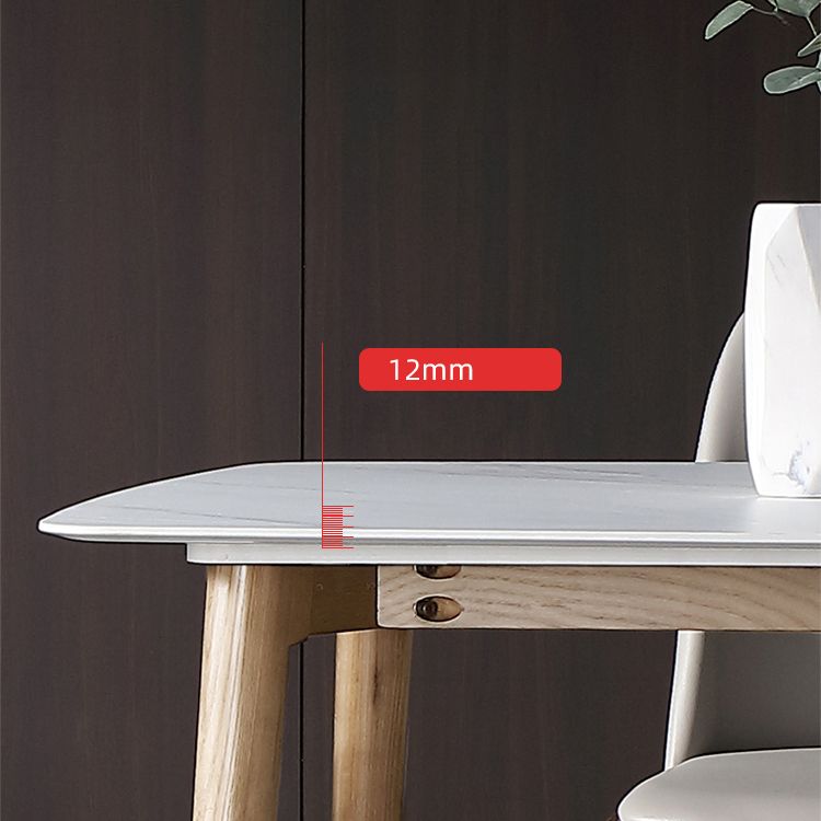 Sintered Stone White Tone Dining Table Luxury 4 Legs Table for Dining Room