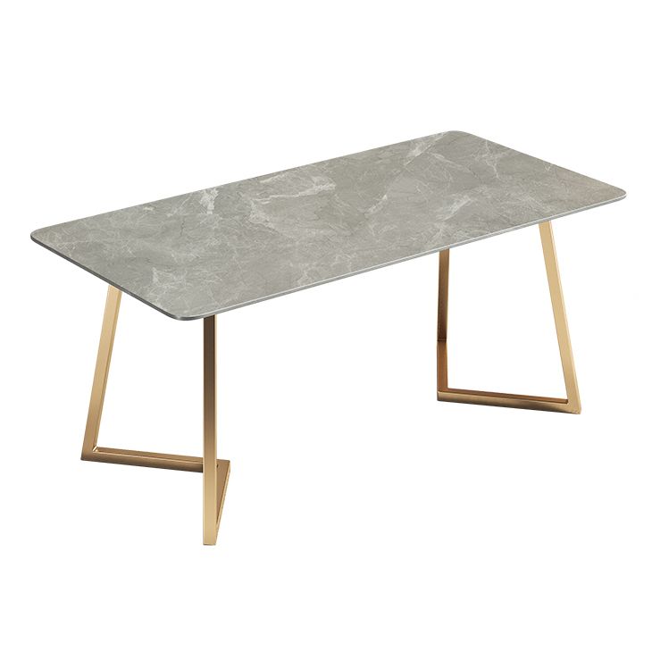 Metal Traditional Luxury Rectangle Table Sintered Stone Table with Sled Base