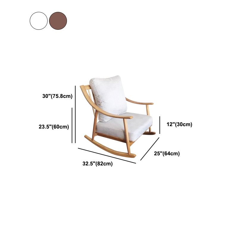Suede and Solid Wood Rocking Chair with Padded Seat Rocker Chair Removable Cushions